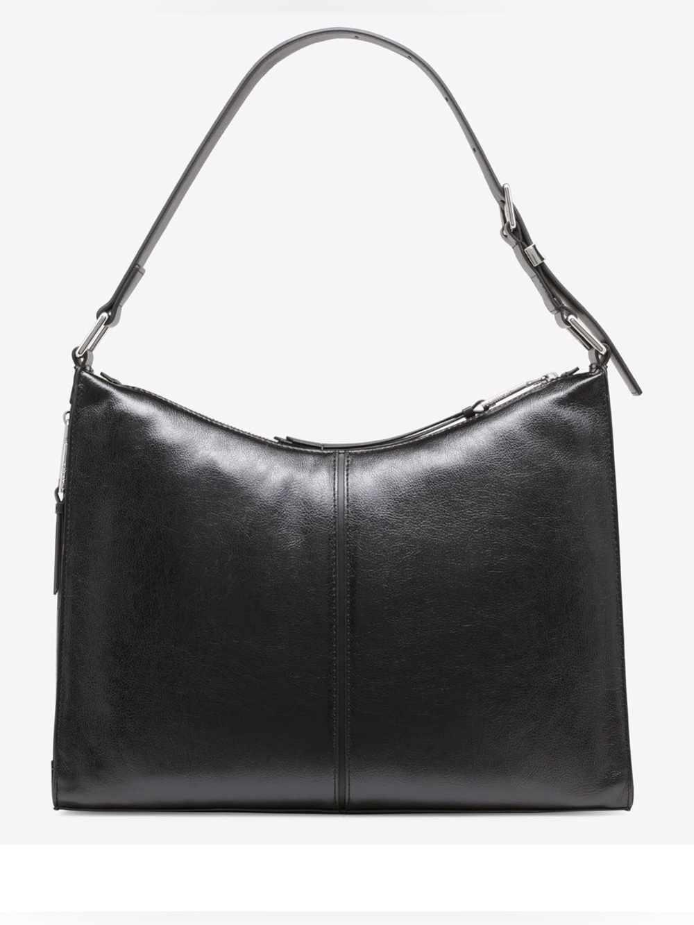 Calvin Klein Women’s Max Top Zip Hobo Sholder Bag. Black/Silver. - Picture 3 of 16